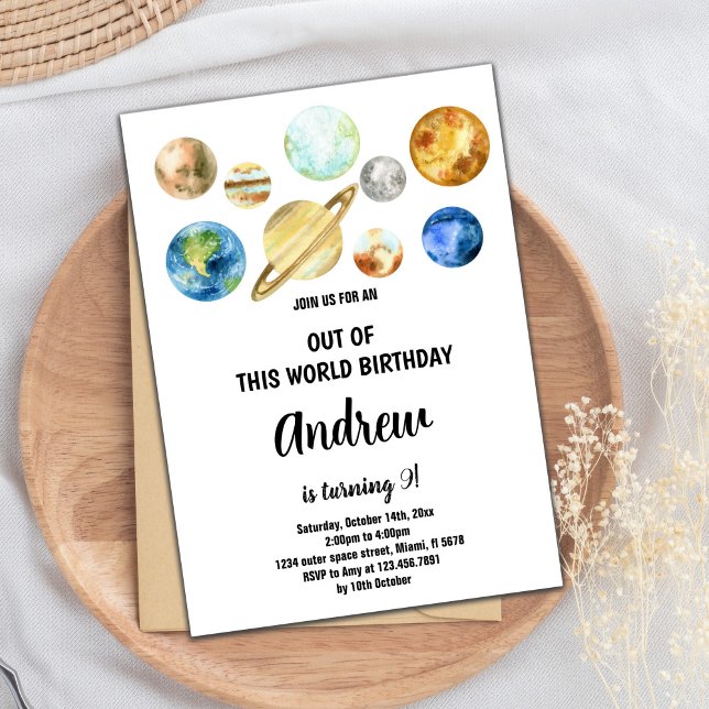 Out of This World Planets Birthday Invitation (Out of this world planets Birthday Invitations)