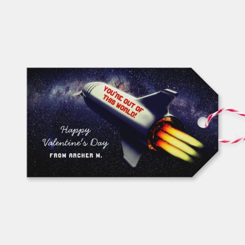 Out of This World Retro Rocket Kids Valentine Gift Gift Tags