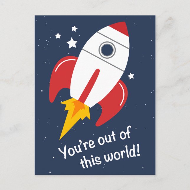 Out of This World Rocket Birthday Postcards (Front)
