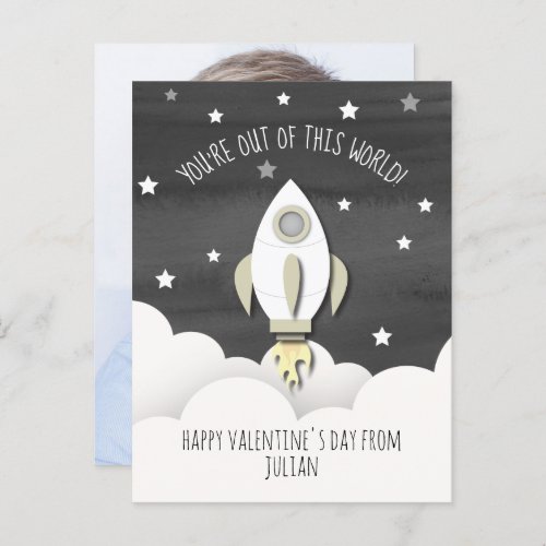 Out Of This World Rocket Classroom Valentine Photo Postcard