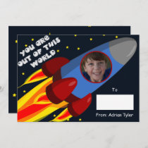 Out of this World Rocket Classroom Valentines Day  Holiday Card
