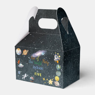 Out of this world space adventure kids birthday favor boxes