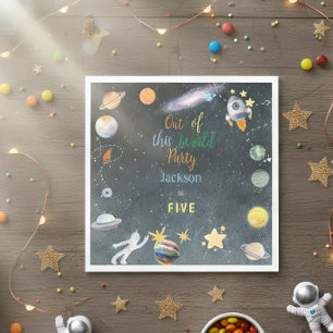Out of this world space adventure kids birthday napkins