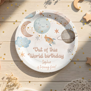 Out of this world space adventure kids birthday paper plates