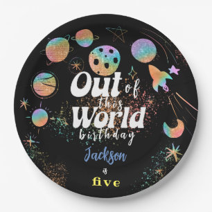 Out of this world space adventure kids birthday paper plates