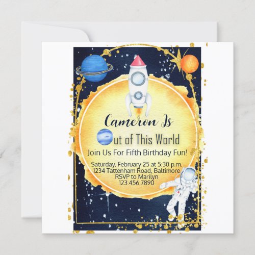 Out of this World Space Birthday Invitation Kids