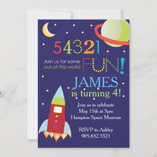 Out of this World Space Birthday Party Invitation