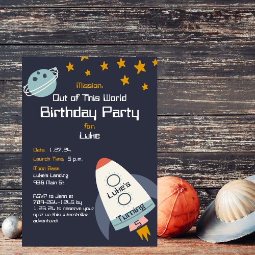 Out of This World Space Birthday Party Invitation