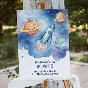 Out of this World Space birthday photo welcome Foam Board