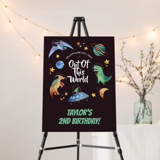 Out Of This World Space Dinosaur Galaxy Birthday Foam Board