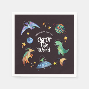Out Of This World Space Dinosaur Galaxy Birthday Napkins
