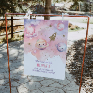 Out of this World Space Girl photo welcome Foam Board