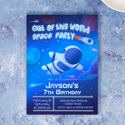 Out of this World Space Party  Invitation