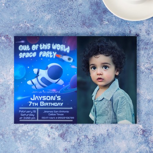 Out of this World Space Party with Photo Invitation