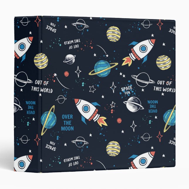 Out of This World Space Pattern 3 Ring Binder (Front/Spine)