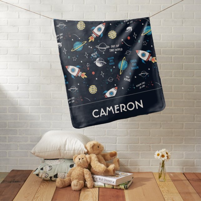 Out of This World Space Pattern Baby Blanket (In Situ)