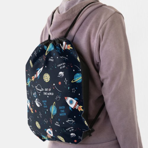 Out of This World Space Pattern Drawstring Bag