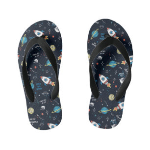 Out of This World Space Pattern Kid's Flip Flops