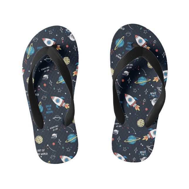 Out of This World Space Pattern Kid's Flip Flops (Footbed)