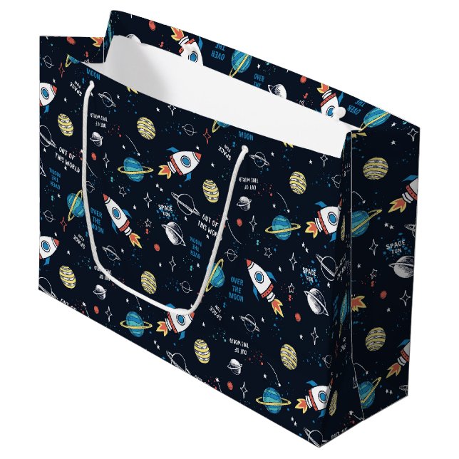 Out of This World Space Pattern Large Gift Bag (Front Angled)