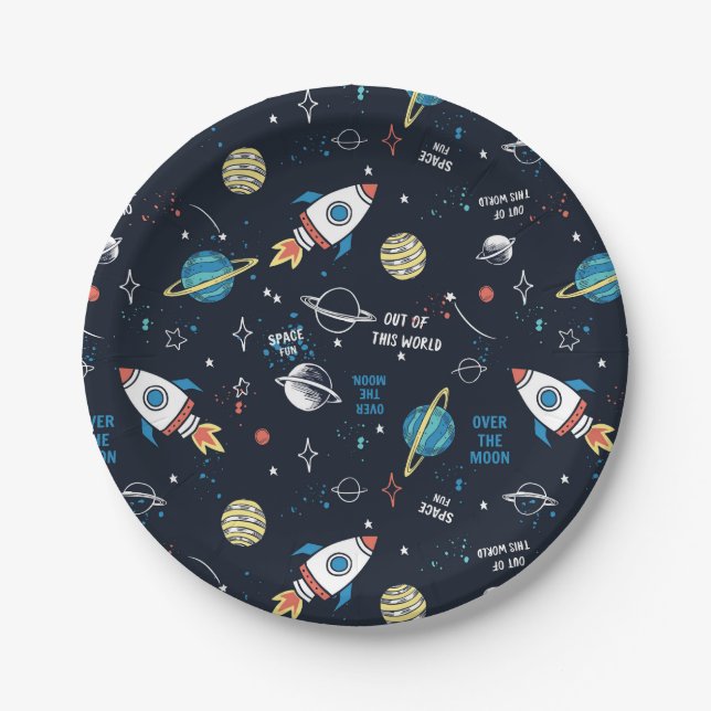 Out of This World Space Pattern Paper Plates (Front)