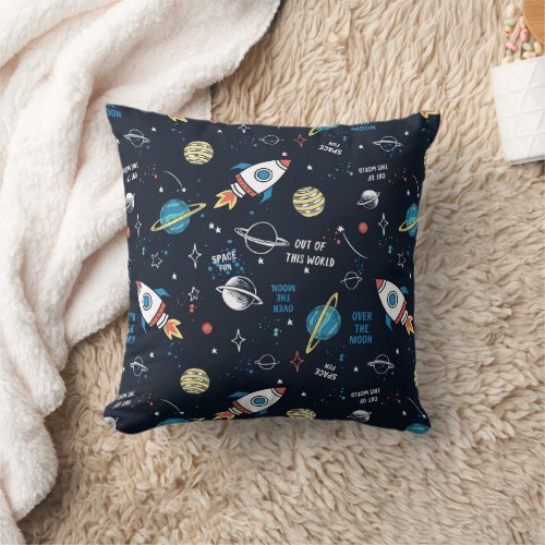 Out of This World Space Pattern Throw Pillow