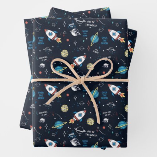 Out of This World Space Pattern Wrapping Paper Sheets