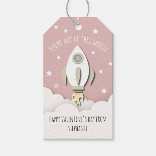 Out Of This World Space Pink Classroom Valentine Gift Tags