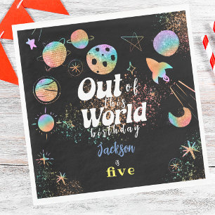 Out of this world space rocket adventure birthday napkins