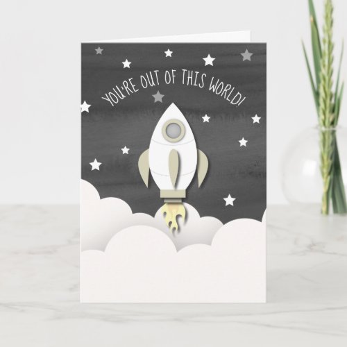Out Of This World Space Rocket Classroom Valentine Card