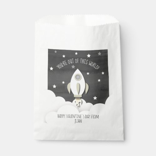 Out Of This World Space Rocket Classroom Valentine Favor Bag