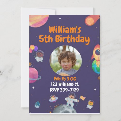 Out of This World Space Travel Childs Birthday  Invitation