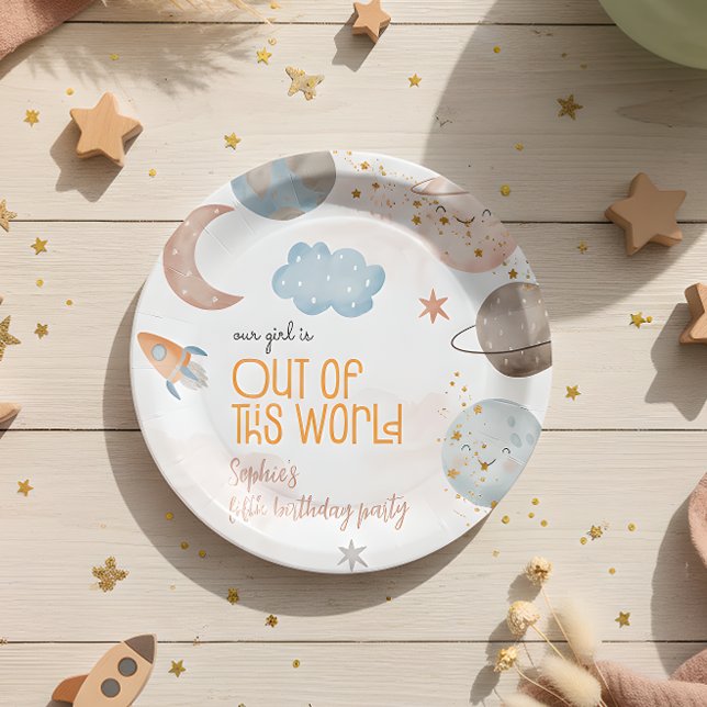 Out of this world space universe kids birthday paper plates (Creator Uploaded)