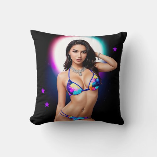 Out of this World Swimsuit Model Throw Pillow