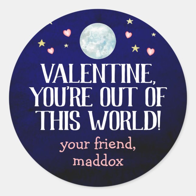 Out of This World Valentine Sticker (Front)