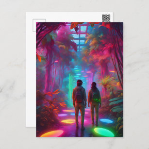 Out of this World - Virtual Reality Neon Jungle Postcard