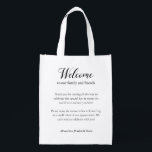 Out Of Town Guests Welcome To Wedding Gift Bag<br><div class="desc">This beautiful welcome bag,  placed in your guest’s accommodation,  is a nice way to thank your out of town guests for the travel they needed to do to get to your wedding. Matching stationery and party supplies available.</div>