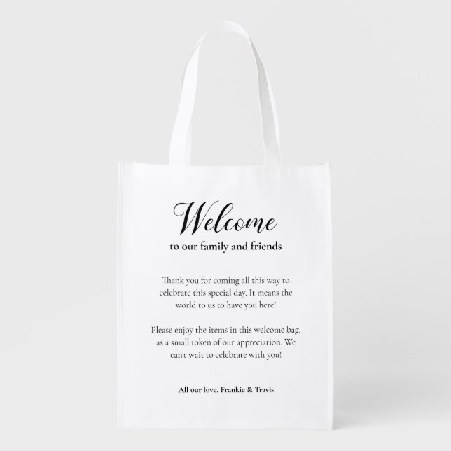 Out Of Town Guests Welcome To Wedding Gift Bag (Front)