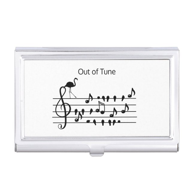 Out of Tune Flamingo joining songbirds Business Card Case (Front)