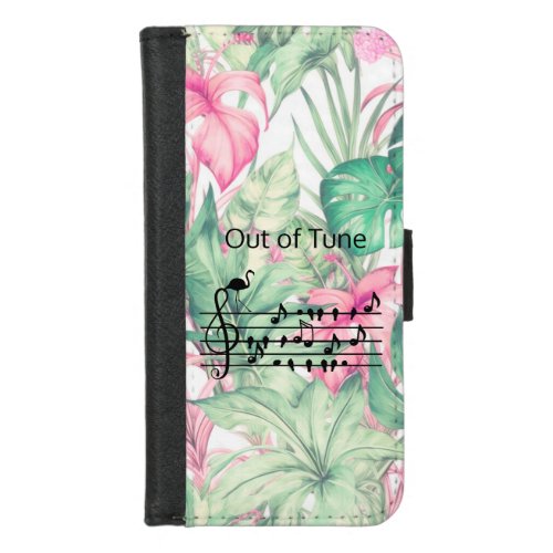 Out of Tune Flamingo joining songbirds iPhone 87 Wallet Case