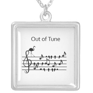 Out of Tune Flamingo joining songbirds Silver Plated Necklace