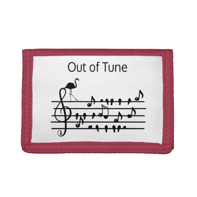 Out of Tune Flamingo joining songbirds Trifold Wallet (Front)