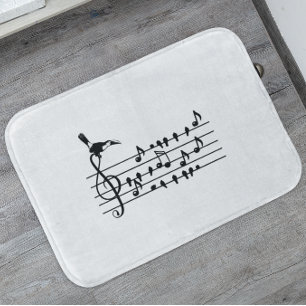 Out of Tune, Toucan & Songbirds Musical Staff Bath Mat