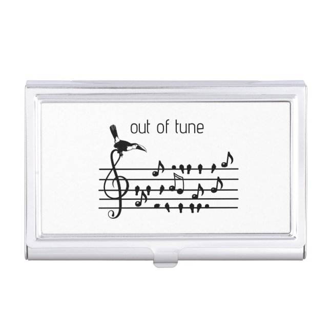 Out of Tune, Toucan & Songbirds Musical Staff Business Card Case (Front)