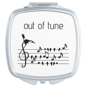 Out of Tune, Toucan & Songbirds Musical Staff Compact Mirror