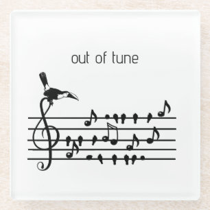 Out of Tune, Toucan & Songbirds Musical Staff Glass Coaster