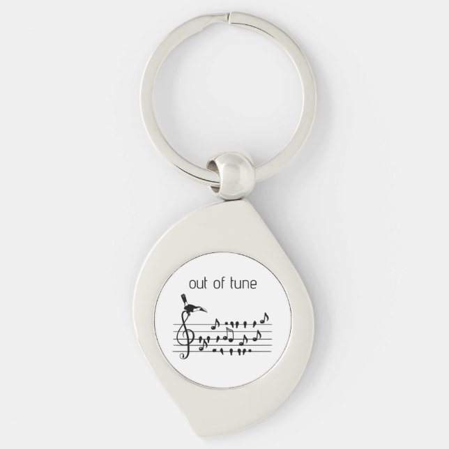 Out of Tune, Toucan & Songbirds Musical Staff Keyc Keychain (Front)