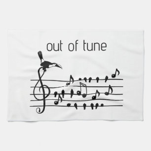Out of Tune, Toucan & Songbirds Musical Staff  Kitchen Towel
