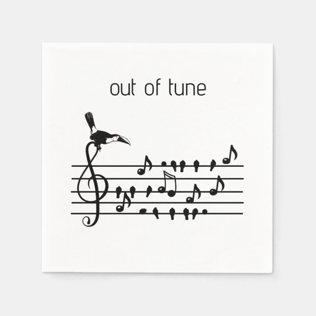 Out of Tune, Toucan & Songbirds Musical Staff Napkins (Front)
