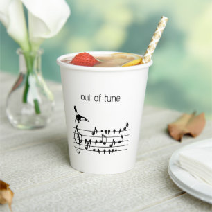 Out of Tune, Toucan & Songbirds Musical Staff Paper Cups